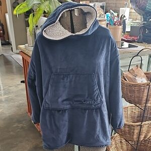 The Comfy Original Wearable Blanket Navy Blue Hoodie Pullover Adult One Size